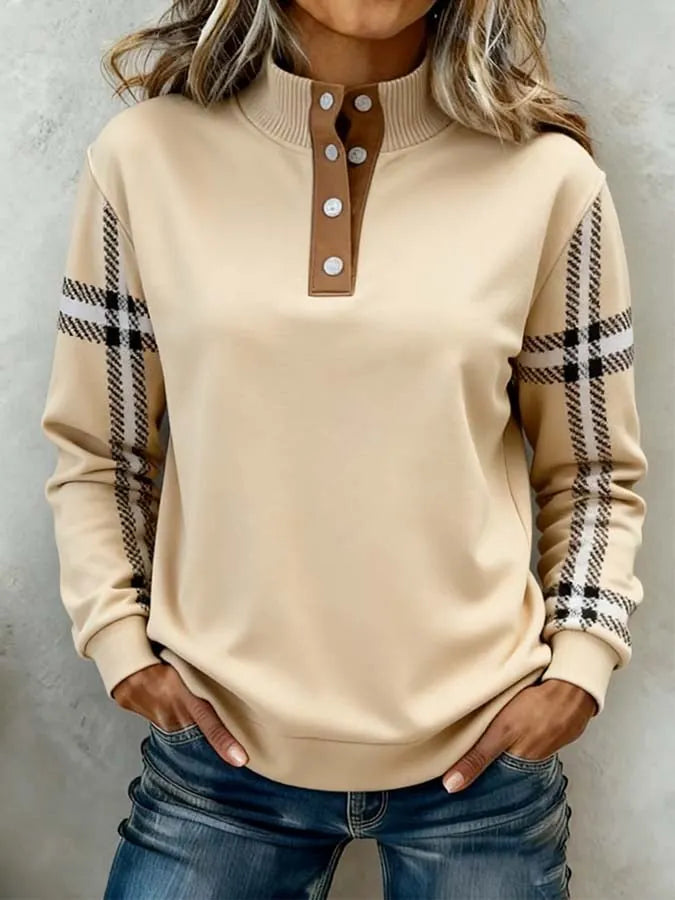 Women'S Casual Color-Blocked Pullover Sweatshirt