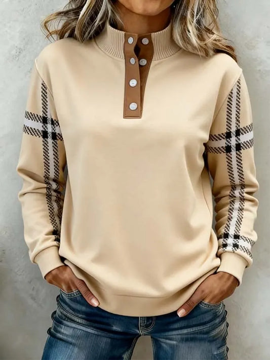 Women'S Casual Color-Blocked Pullover Sweatshirt