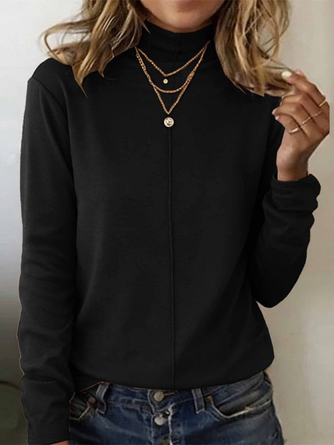 Women's Casual High Neck Warm Base Layer T-Shirt