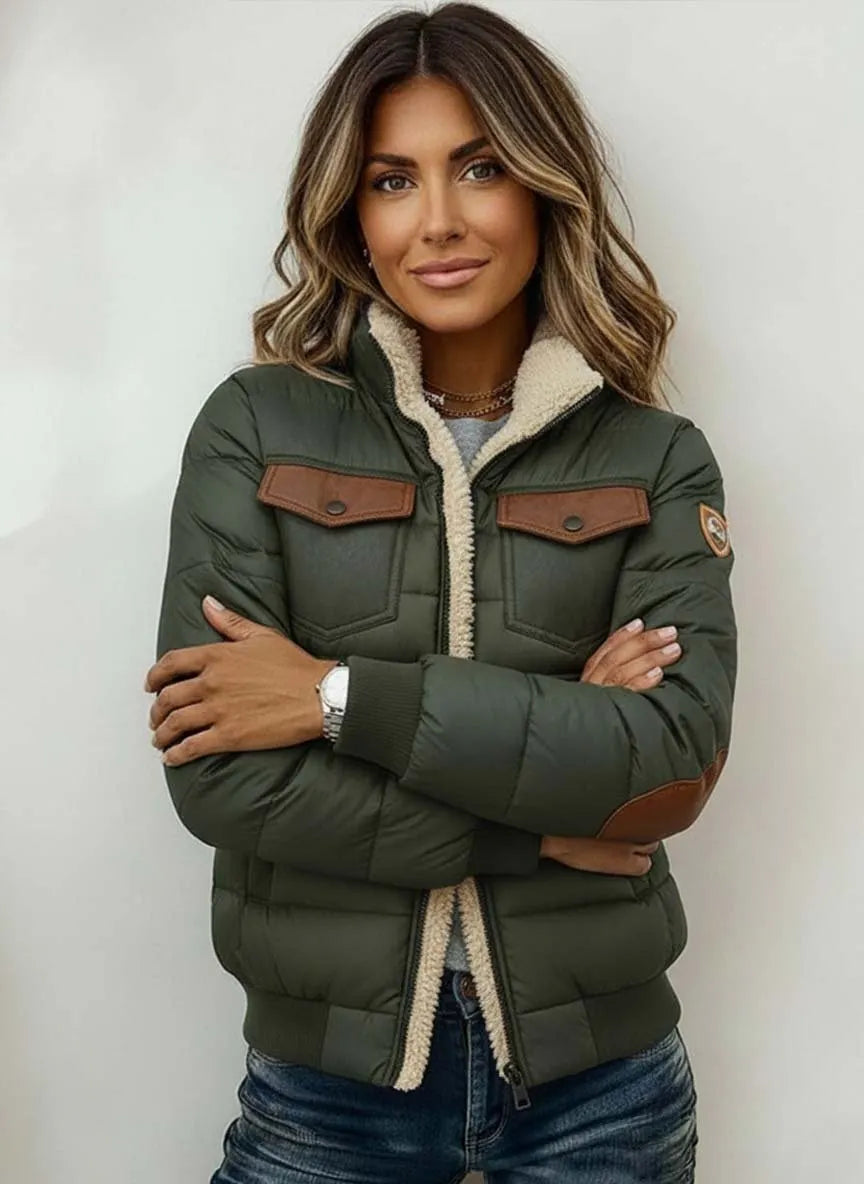 Women's Casual  Paneled  Zippered Cotton-Padded Coat