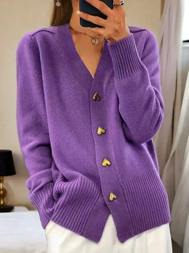 🍂Autumn New Arrivals🌸Women's Casual Autumn Plain Yarn Buttoned Cardigan