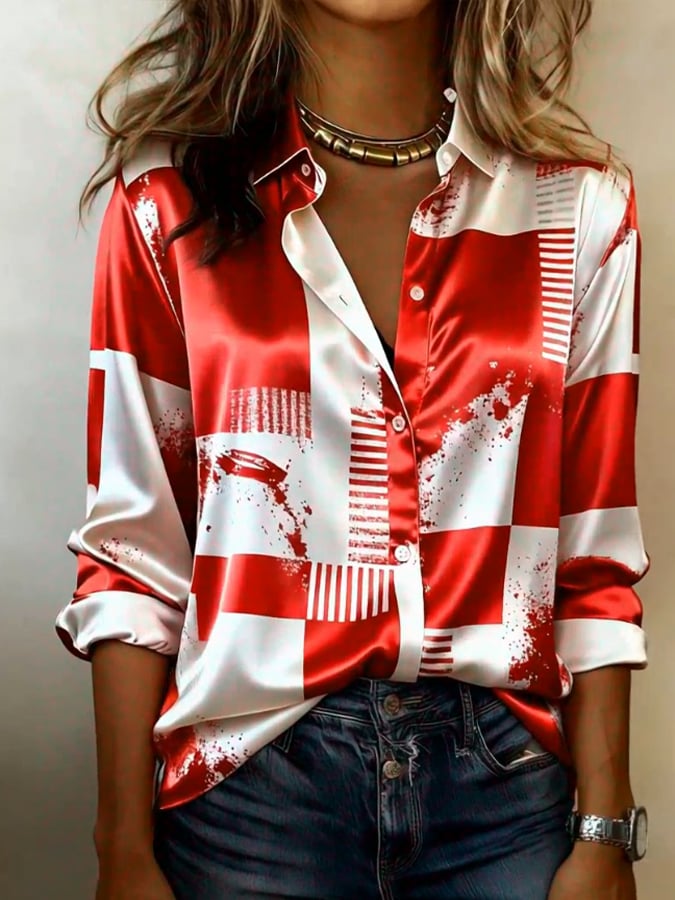 Women's Cologne Carnival Lapel Long-Sleeved Shirt