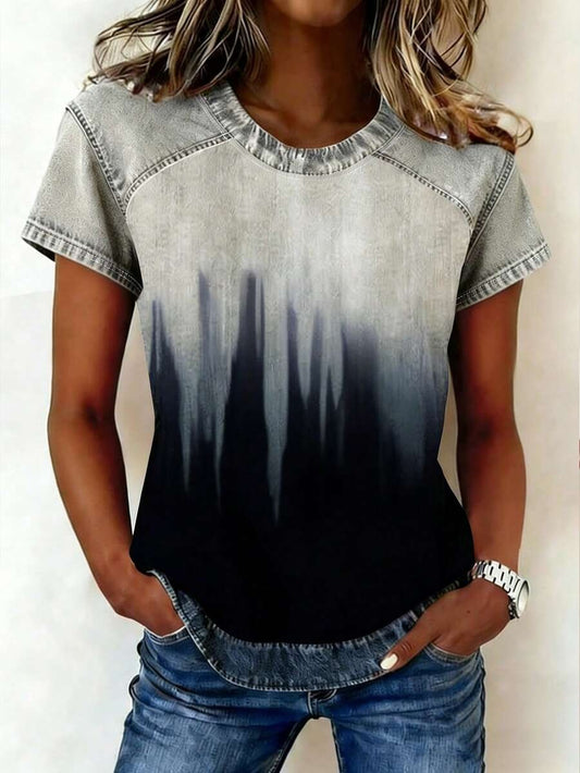 Ombre Denim Short Sleeve T-Shirt