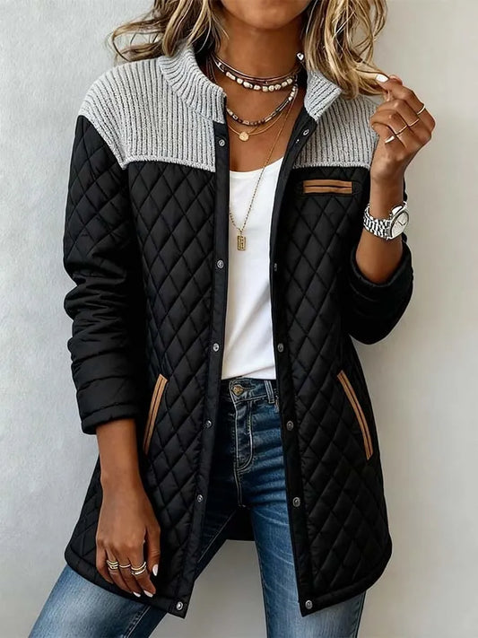 Women'S Casual Color-Blocked Cotton-Padded Jacket