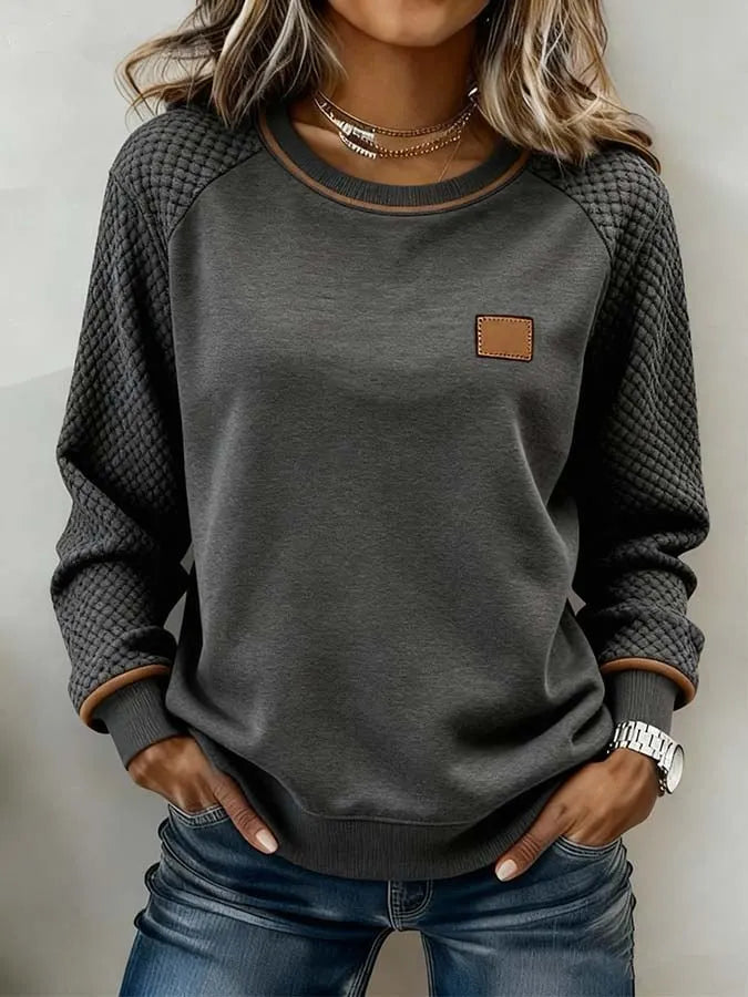 Women'S Casual Color-Blocked Pullover Sweatshirt