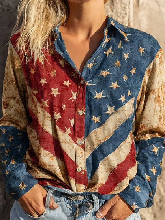Women's casual 250th anniversary print shirt