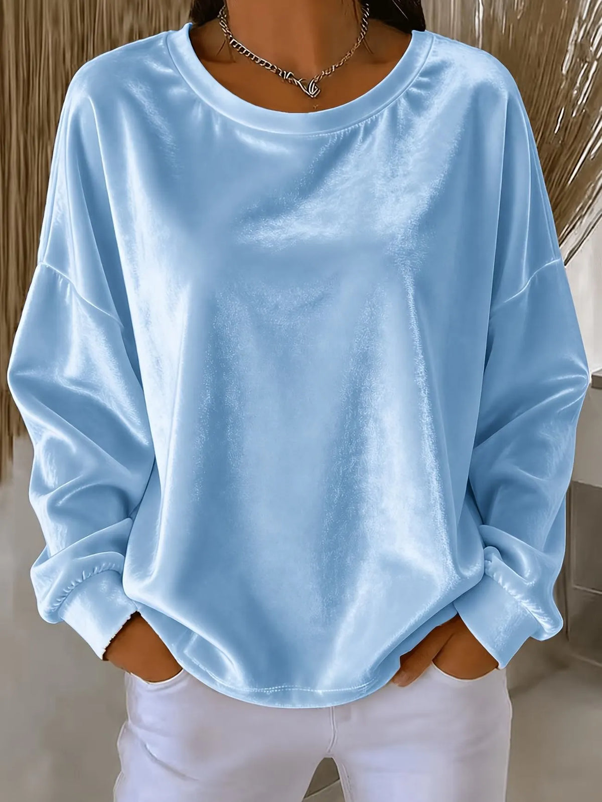 Women's Velvet Crew-Neck Top