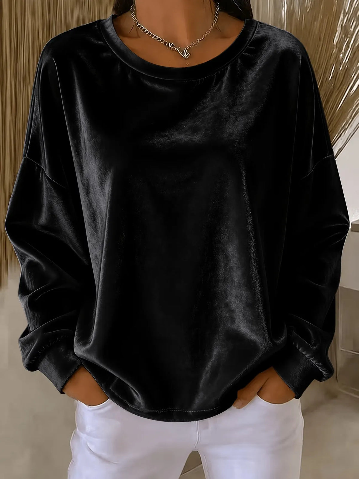 Women's Velvet Crew-Neck Top