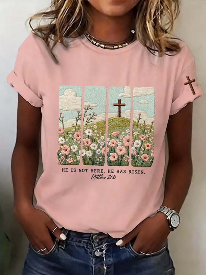 Women's  He Is Not Here, He Has Risen Print T-Shirt