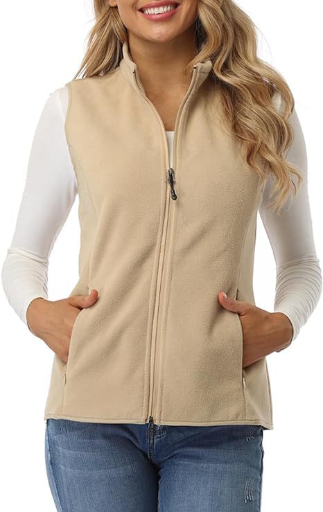 Women's Solid Fleece Full-Zip Stand Collar Vest
