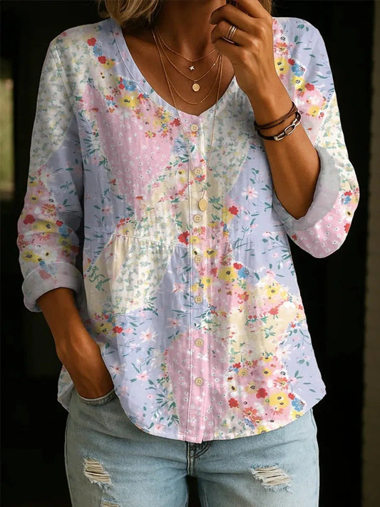 Women's Floral Art Print Casual Shirt