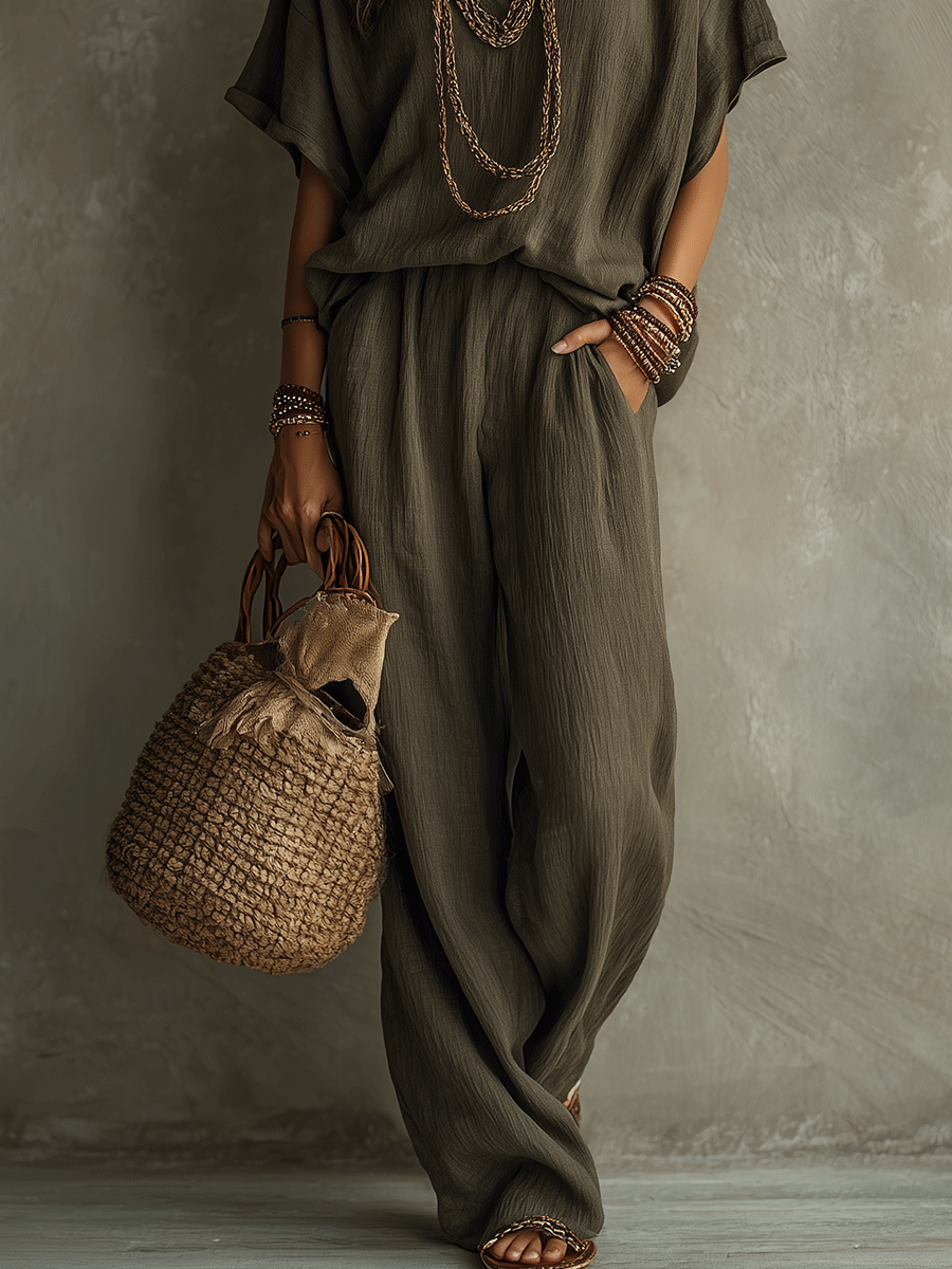 Effortless Boho Relaxed Two-Piece Lounge Set