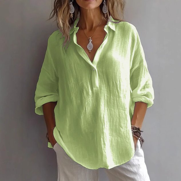 Shirt Collar Long Sleeve Plain Regular Micro-Elasticity Regular Fit Shirt For Women