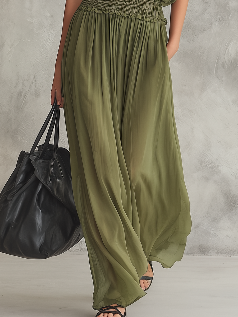 Relaxed Smocked Waist Maxi Dress