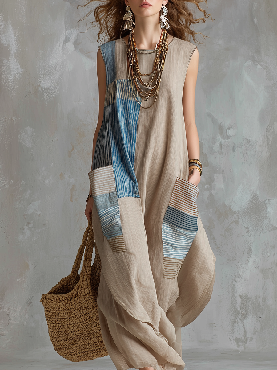 Resort Style Patchwork Art Dress