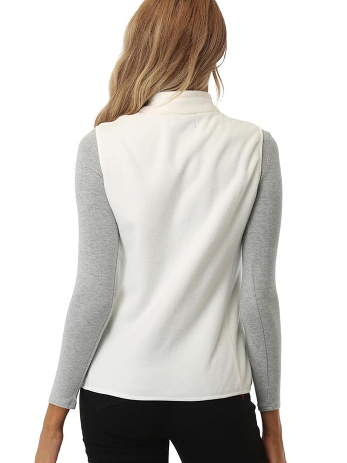 Women's Solid Fleece Full-Zip Stand Collar Vest