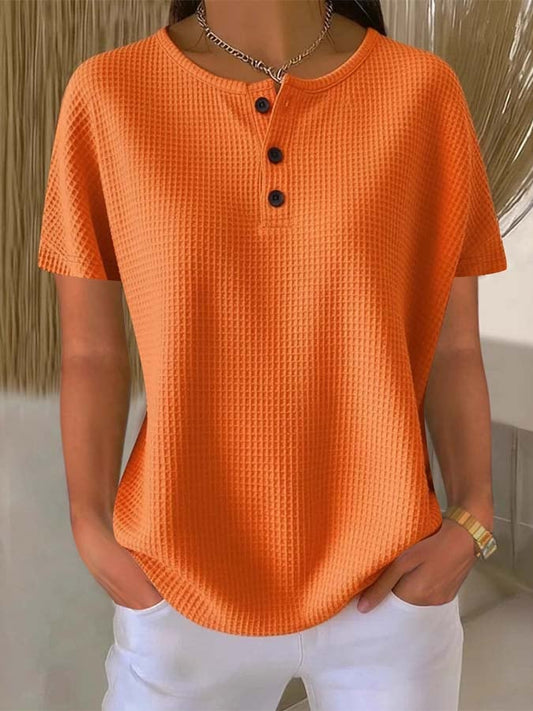 Women'S Casual Top With Unique Buttons