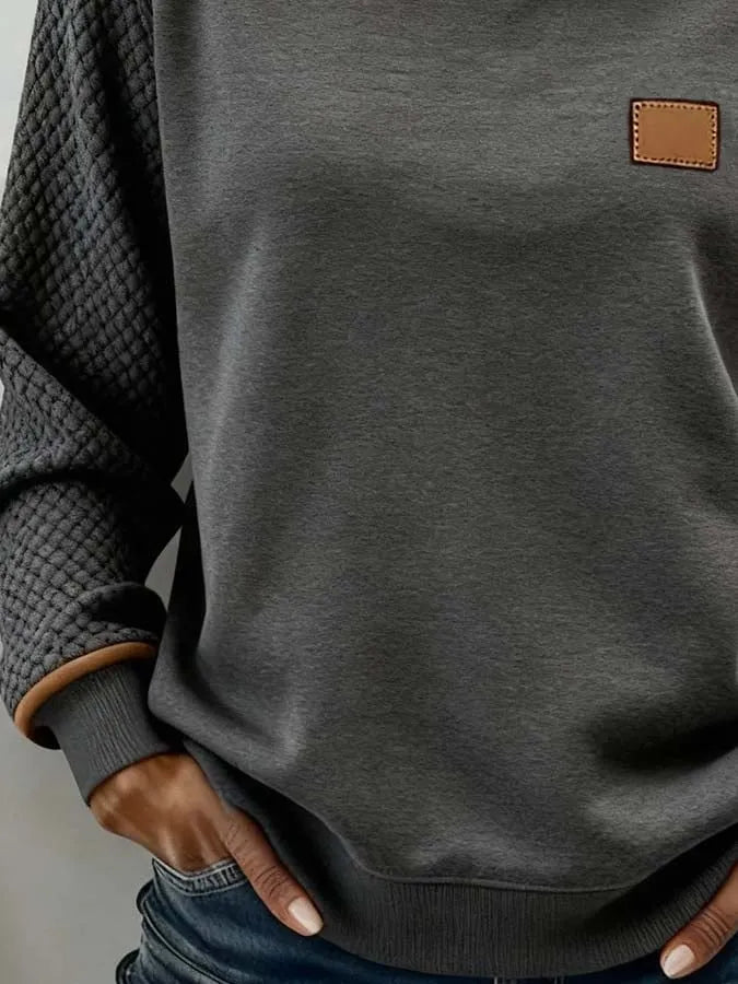 Women'S Casual Color-Blocked Pullover Sweatshirt