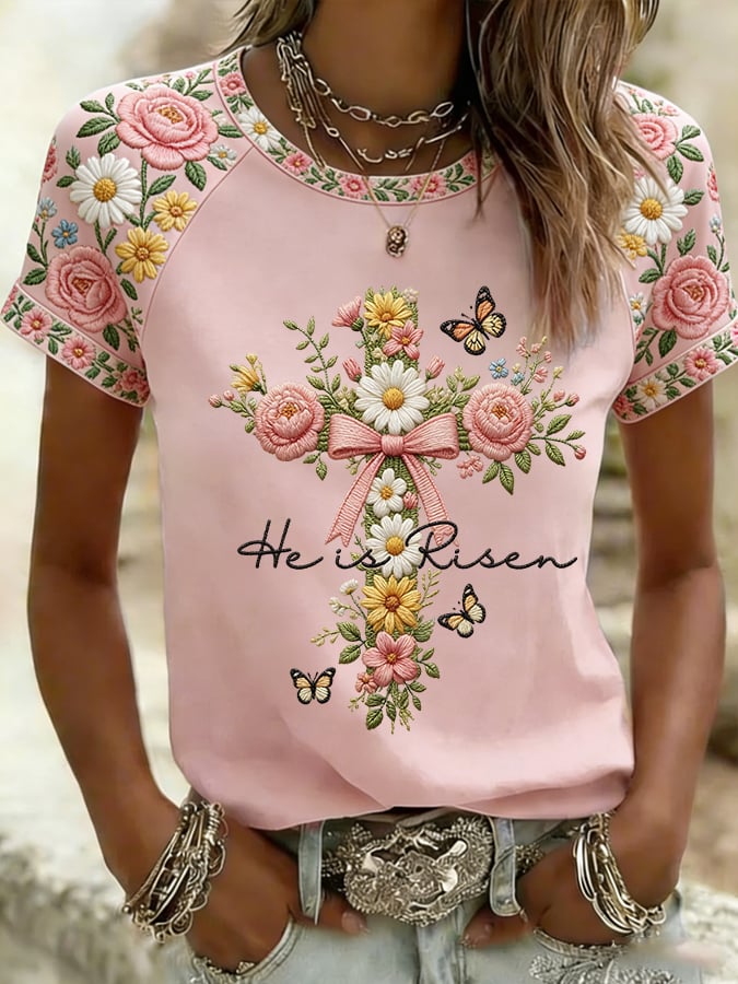 Women's Easter Print Short-Sleeve T-Shirt