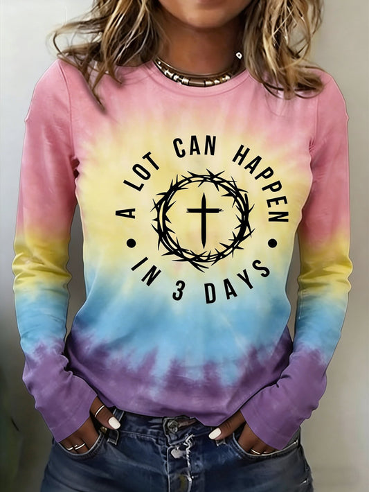 Women's Easter Print Casual Long-Sleeve T-Shirt