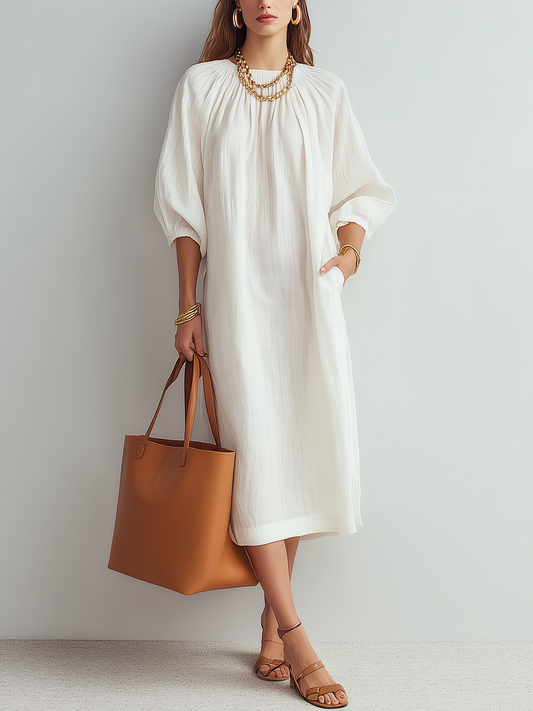 Effortless Cream Relaxed Midi Dress