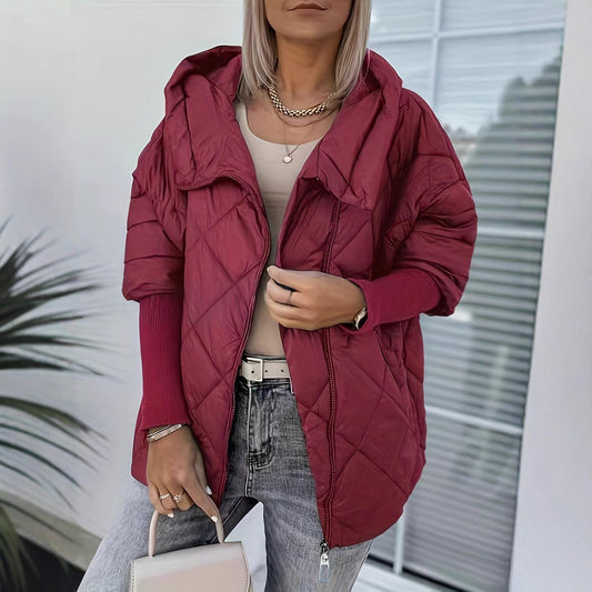Women's Diamond Quilted Hooded Full-Zip Puffer Jacket