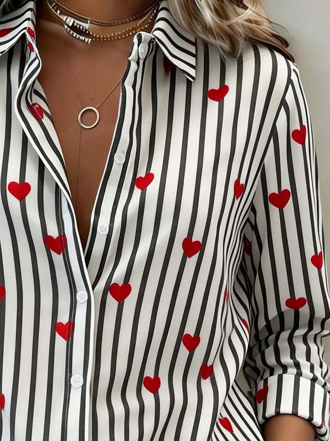 Women'S Casual Lapel Printed Shirt