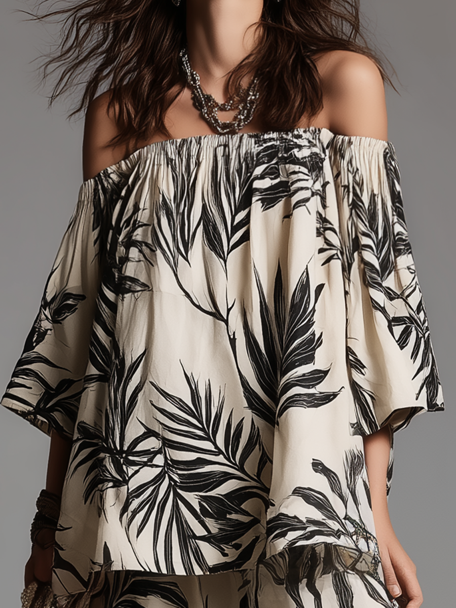 Relaxed Tropical Print Pants Set