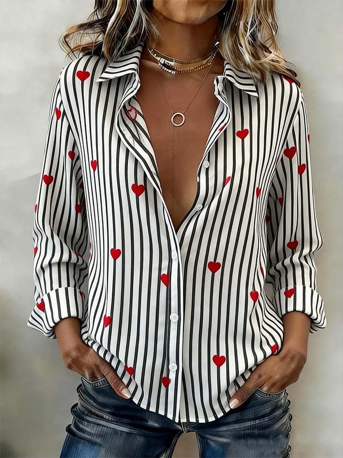 Women'S Casual Lapel Printed Shirt