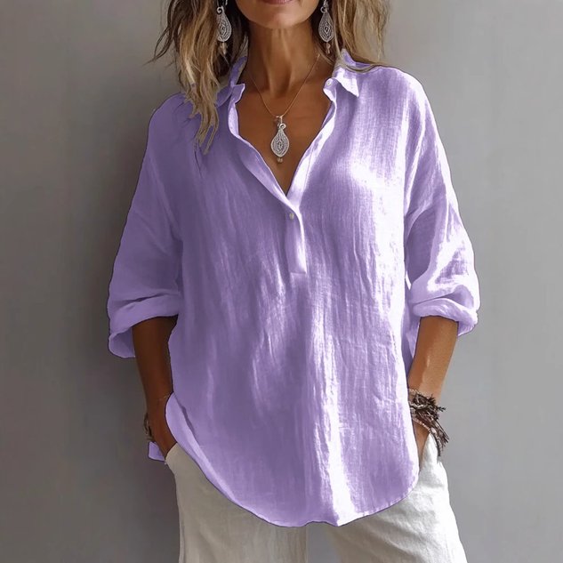 Shirt Collar Long Sleeve Plain Regular Micro-Elasticity Regular Fit Shirt For Women