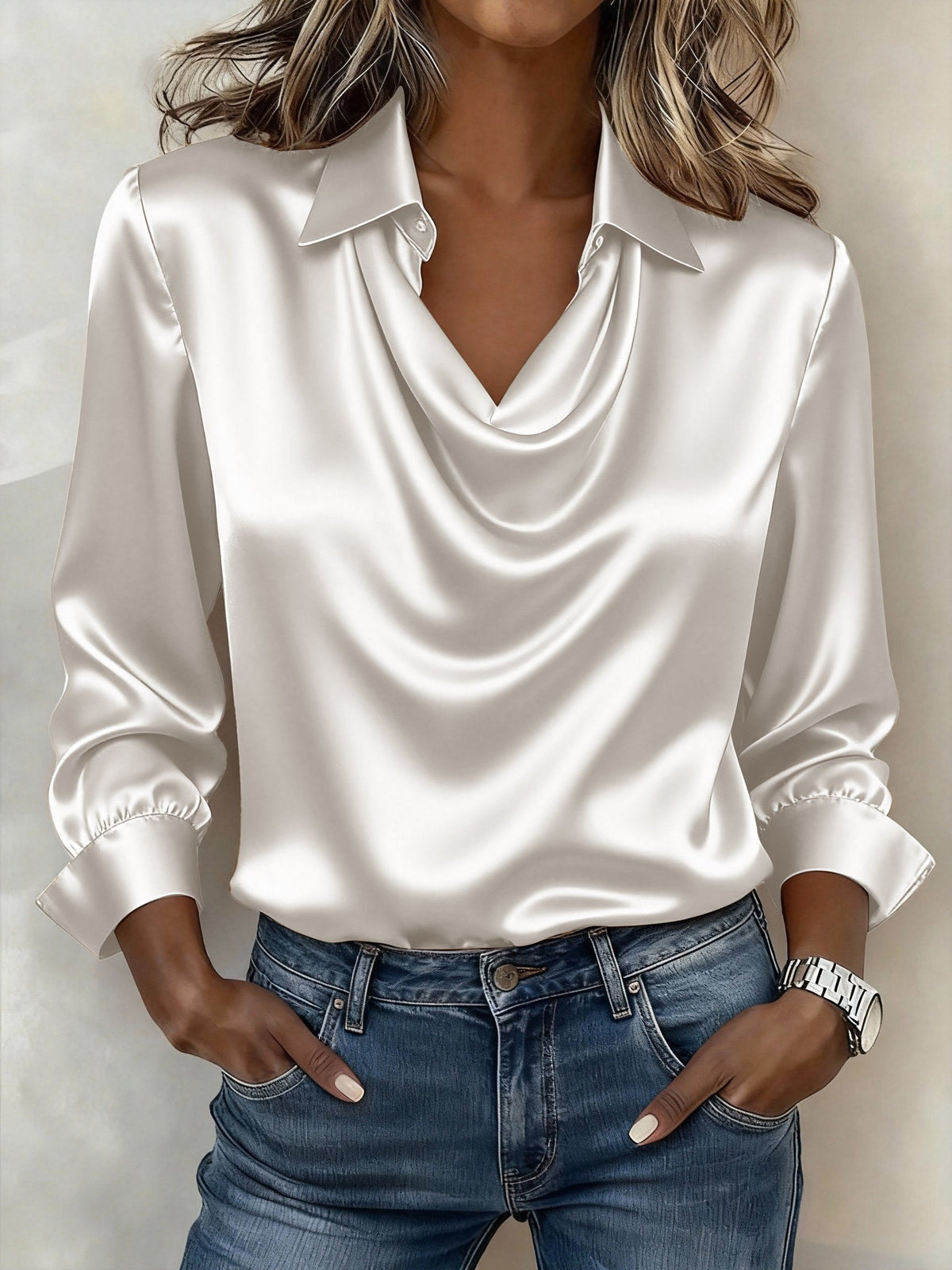 Women's Casual Solid Color V-Neck Shirt