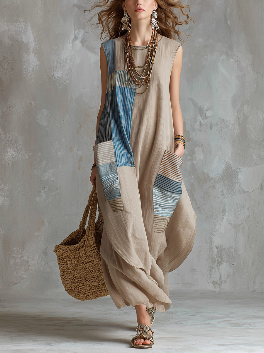 Resort Style Patchwork Art Dress