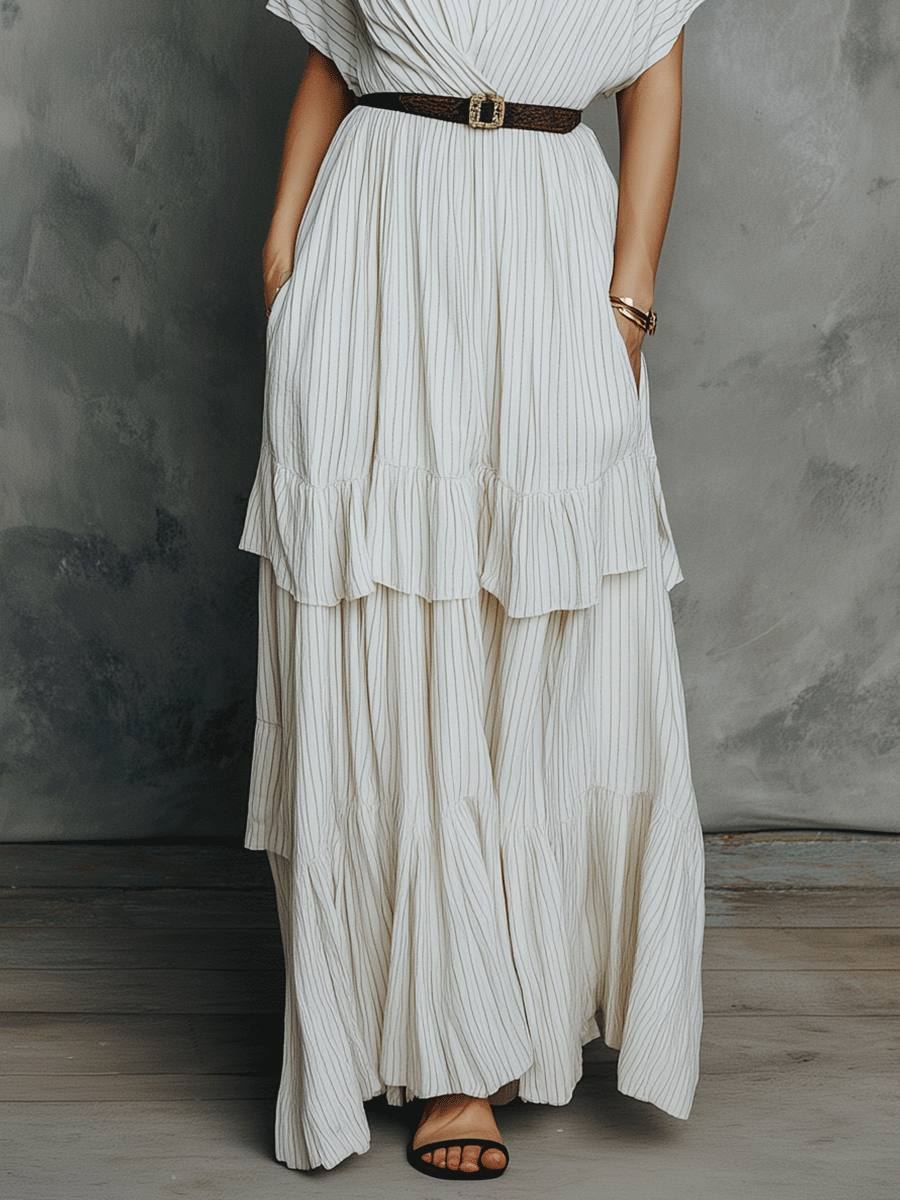 Boho Ivory Soft Flowing Layered Maxi Dress