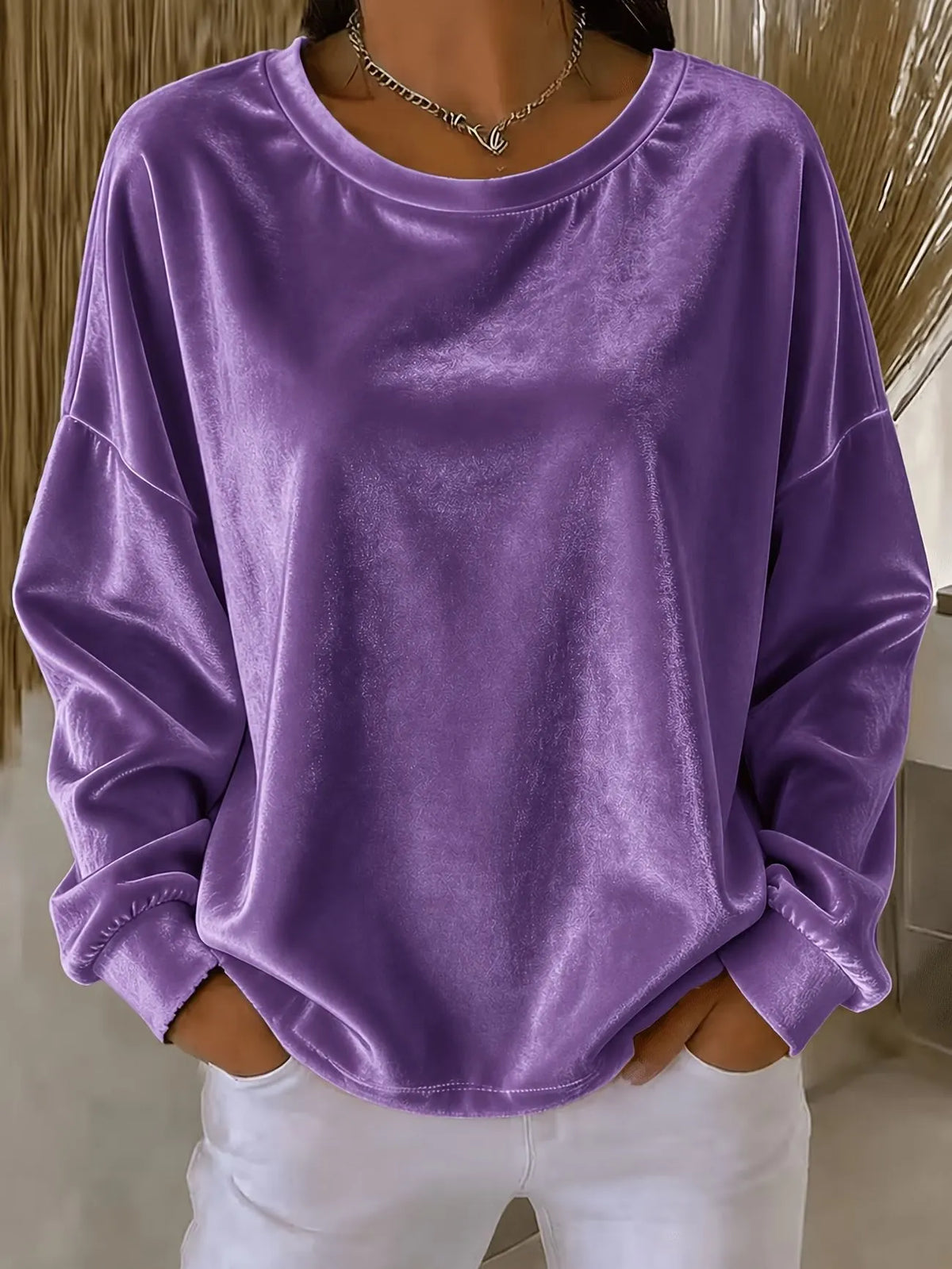 Women's Velvet Crew-Neck Top