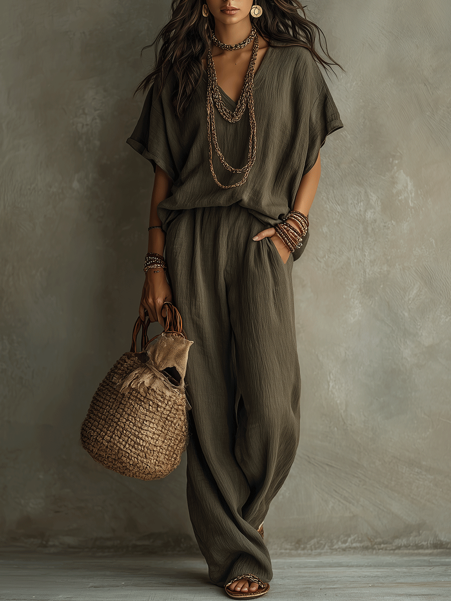 Effortless Boho Relaxed Two-Piece Lounge Set
