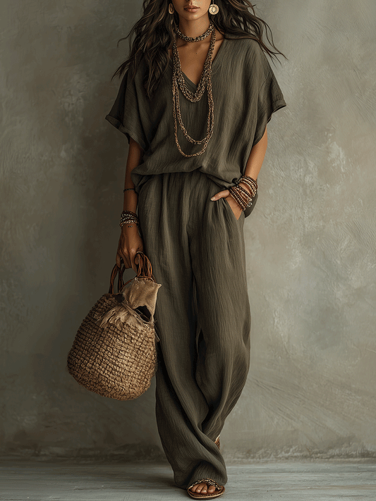 Effortless Boho Relaxed Two-Piece Lounge Set