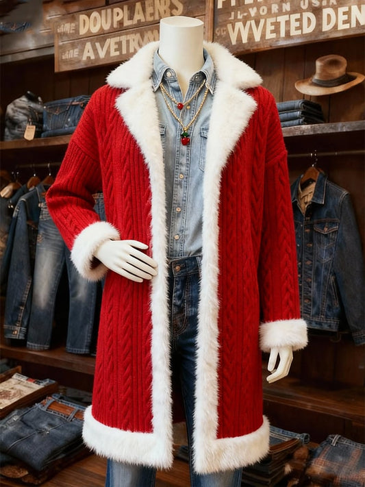 Women's Casual Christmas Color-Blocked Fleece-Lined Warm Jacket