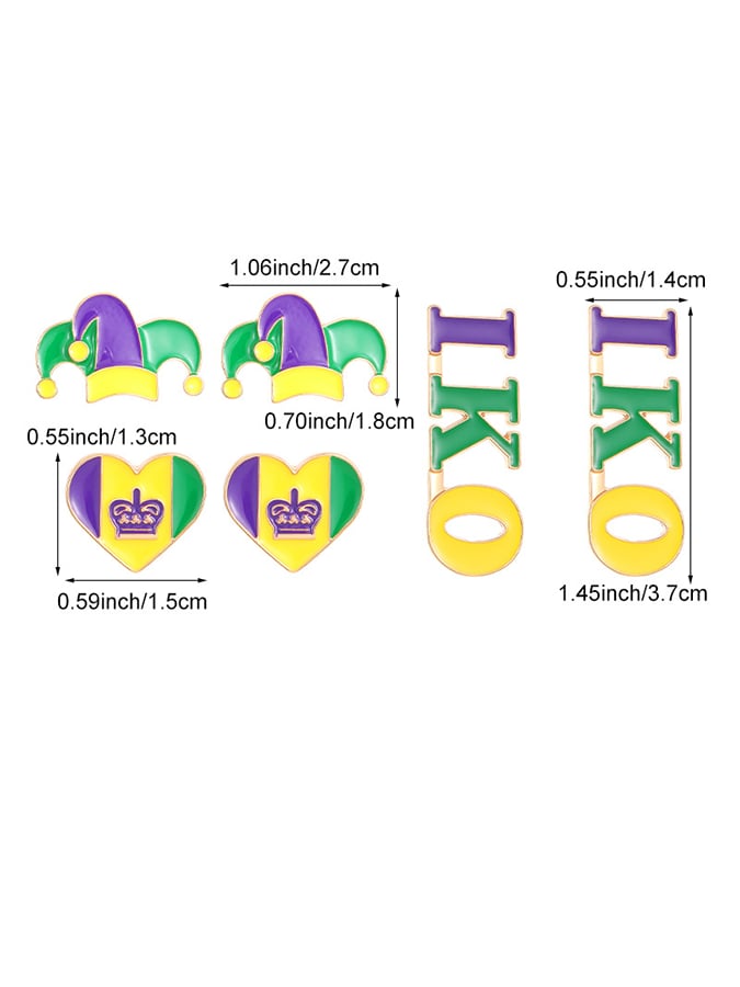 Carnival Three-Color Clown Hat Crown Stud Earrings