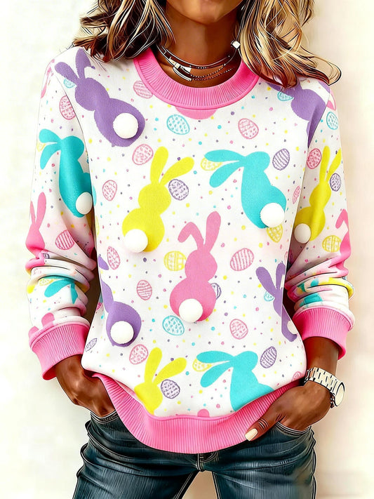 Women's Easter Bunny Print Sweatshirt