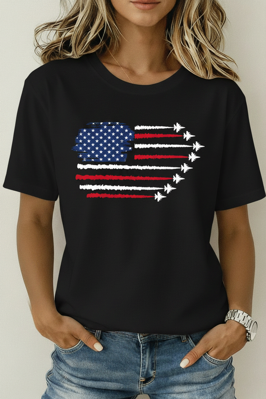 American Flag Fighter Jets Cotton T-Shirt