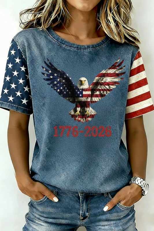 America 250th Birthday Eagle Flag Short Sleeve T-Shirt