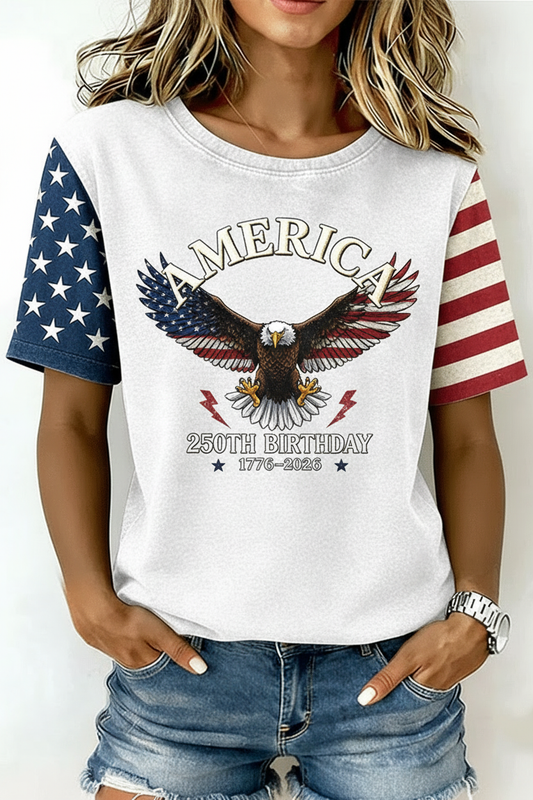 America 250th Birthday Eagle Swooping Short Sleeve T-Shirt