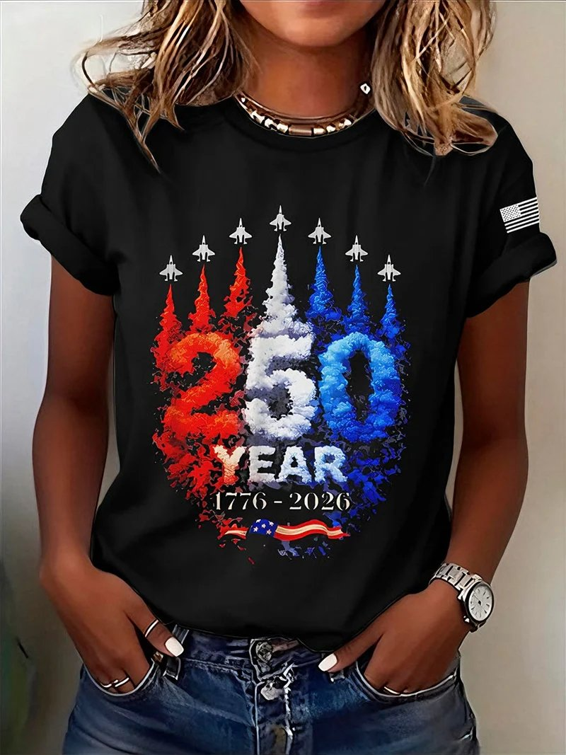 Women's America 250 Year Fighter Jet Smoke Trail T-Shirt