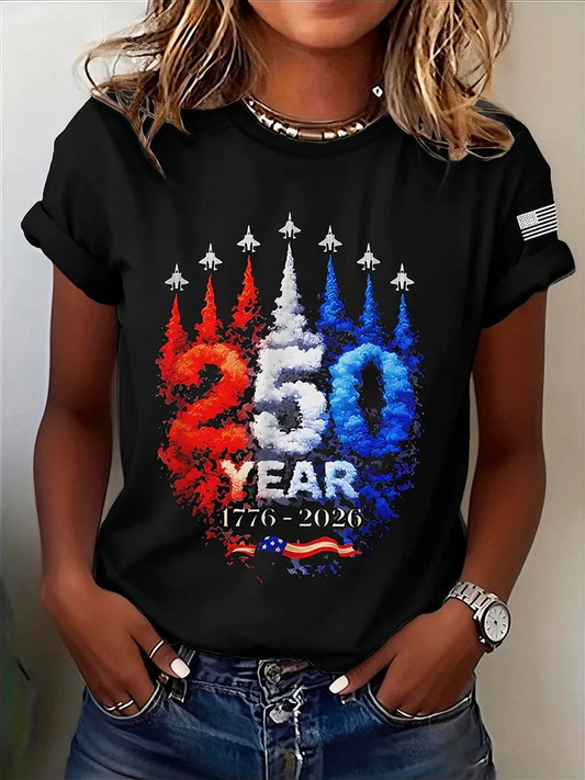 Women's America 250 Year Fighter Jet Smoke Trail T-Shirt