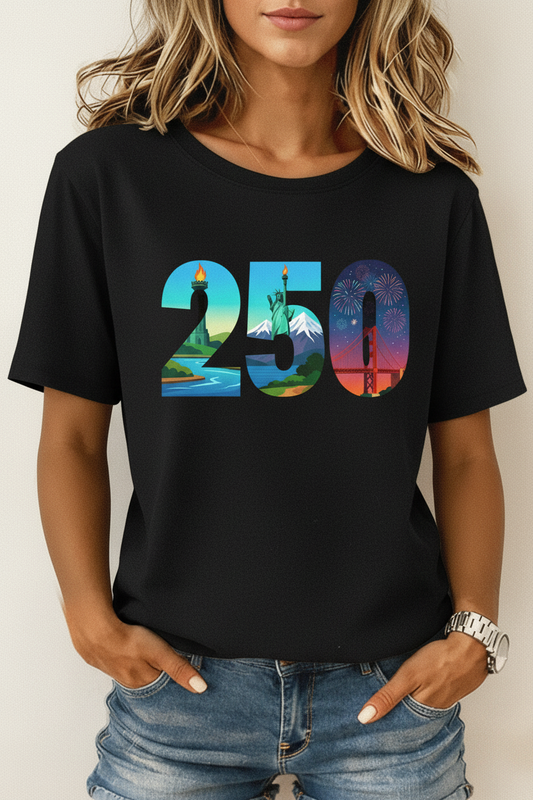 America 250 Landmark Art Cotton T-Shirt