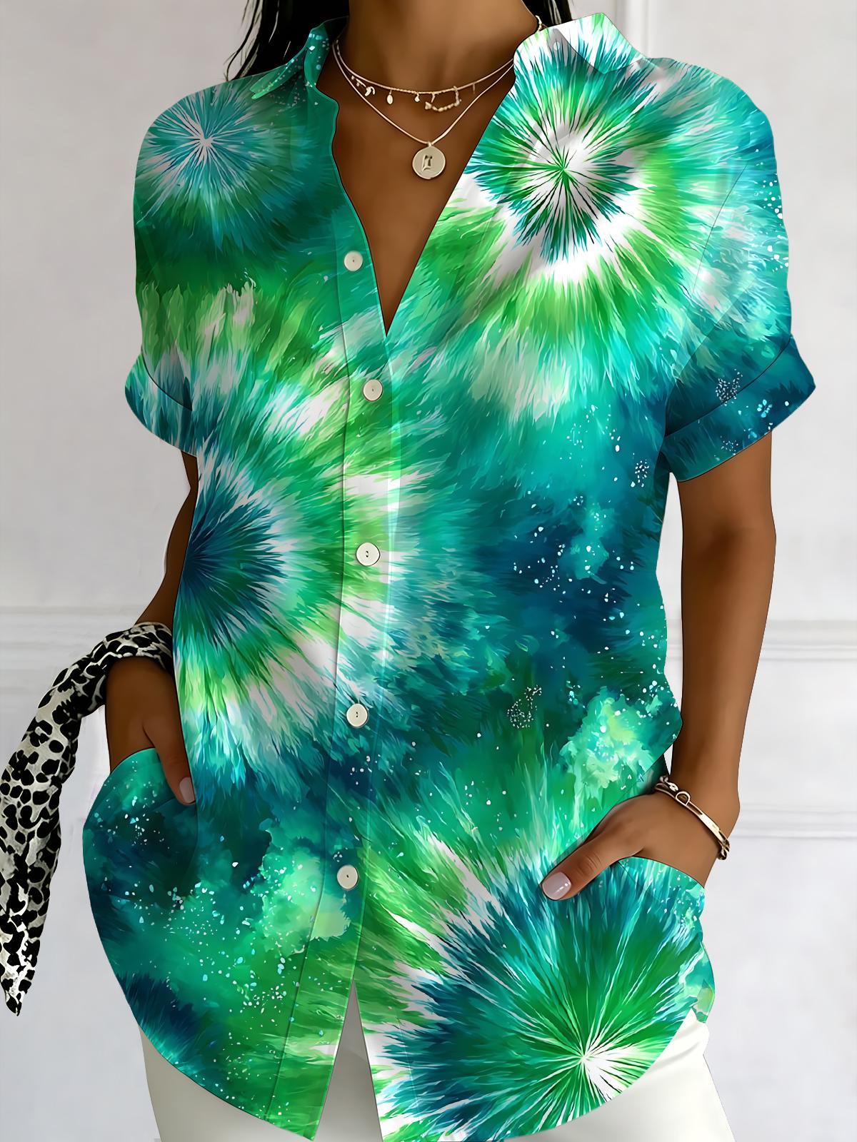 Abstract Gradient Print Women's Short Sleeve Shirts
