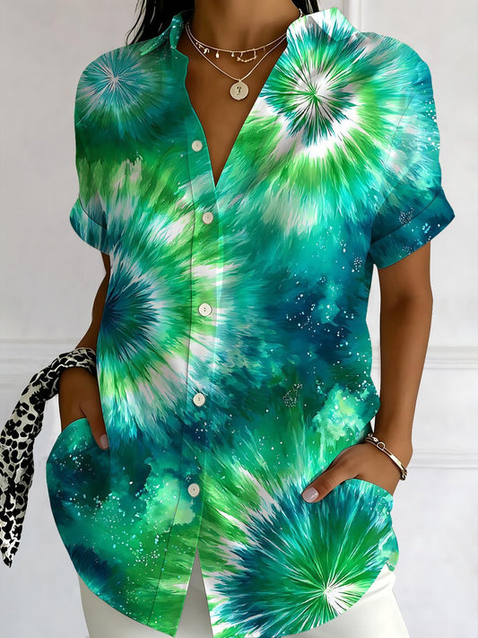 Abstract Gradient Print Women's Short Sleeve Shirts
