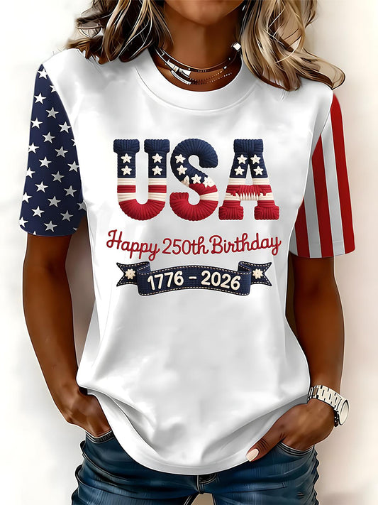 American 250th Anniversary Print Crew Neck T-shirt